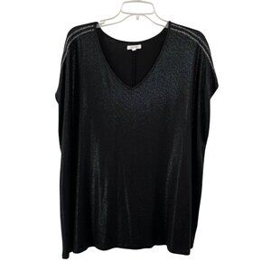 Maurices Top Women's 2X Black Sparkle Shoulders Cap Sleeve Used